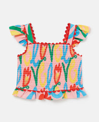 Ruffle Sleeve Graphic Top