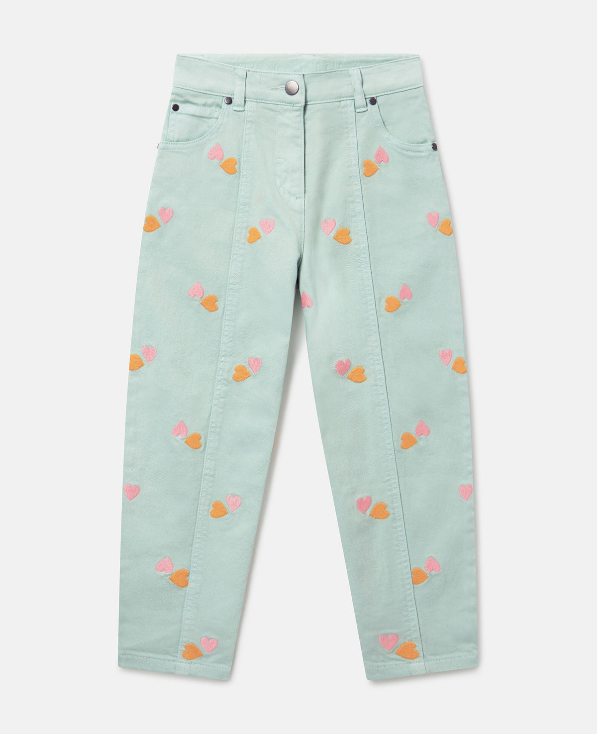 Heart-Embroidered Gabardine Trousers