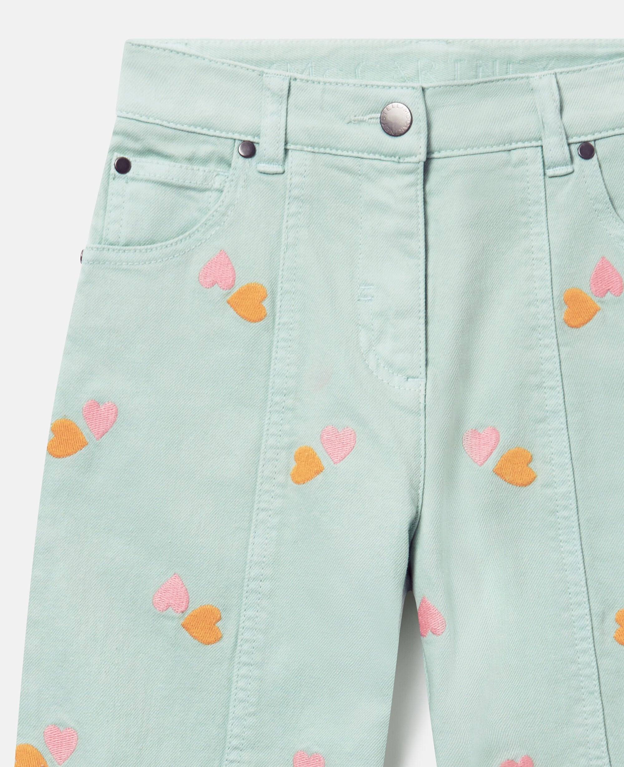 Heart-Embroidered Gabardine Trousers