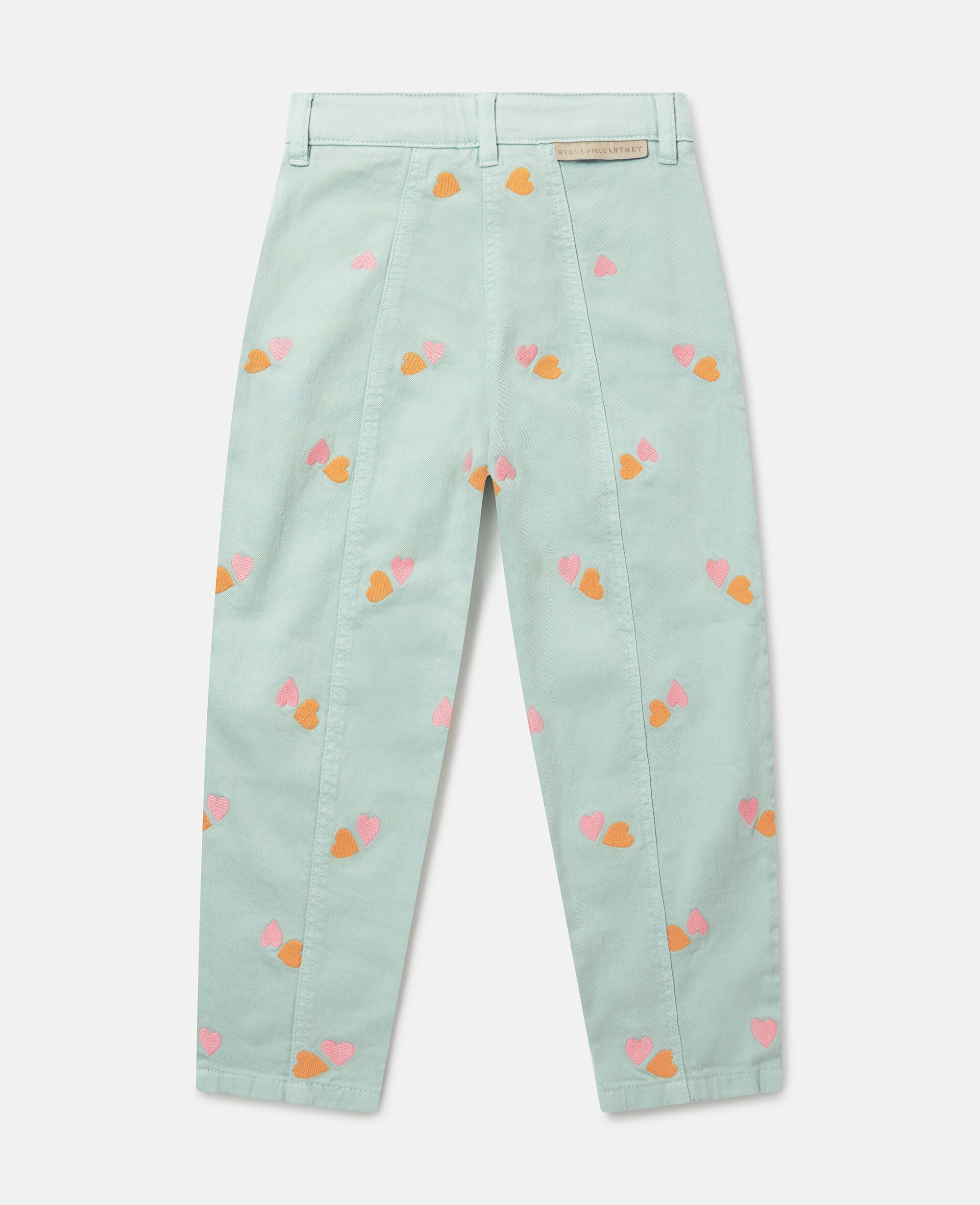 Heart-Embroidered Gabardine Trousers