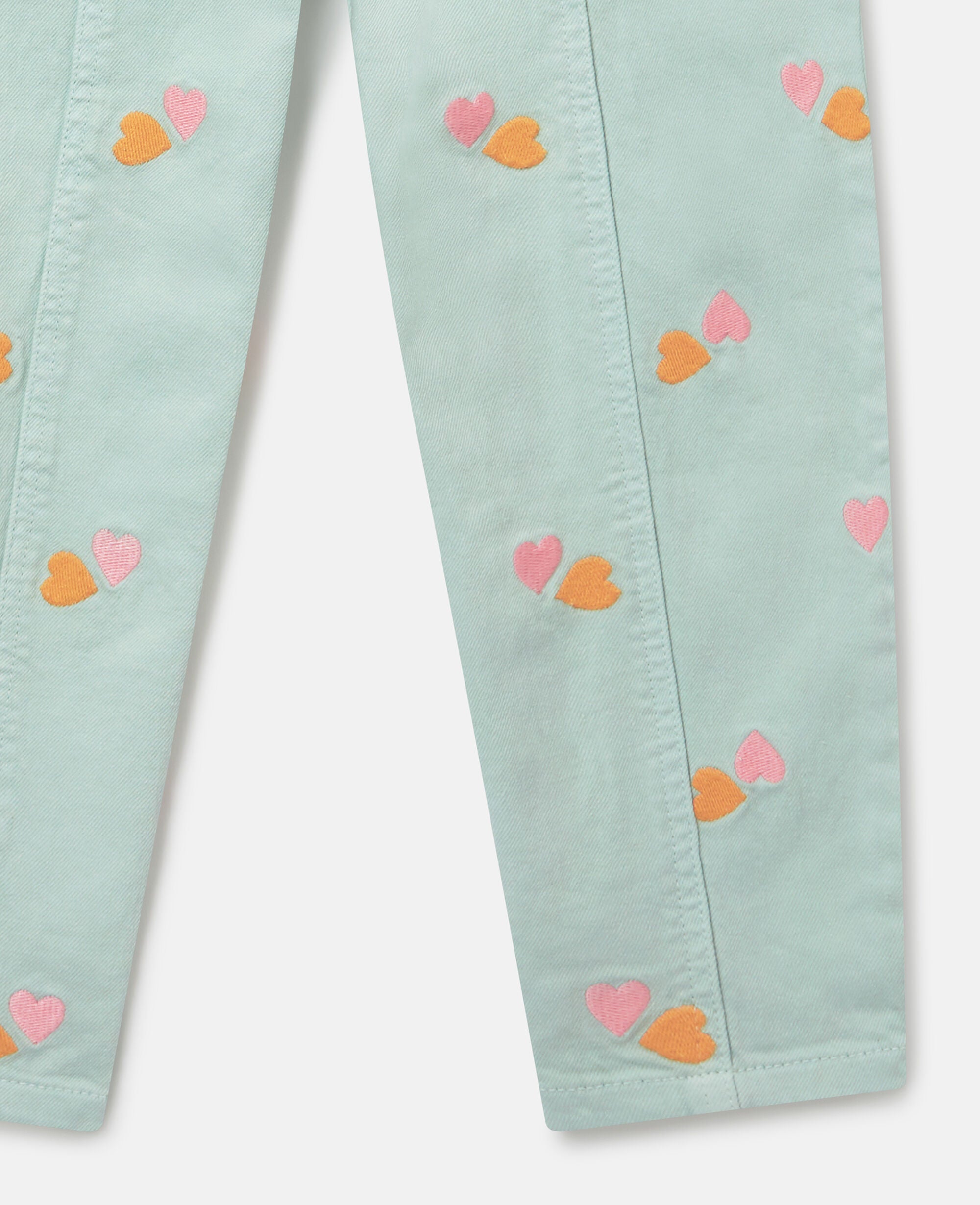 Heart-Embroidered Gabardine Trousers