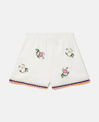 Embroidered Linen-Blend Shorts