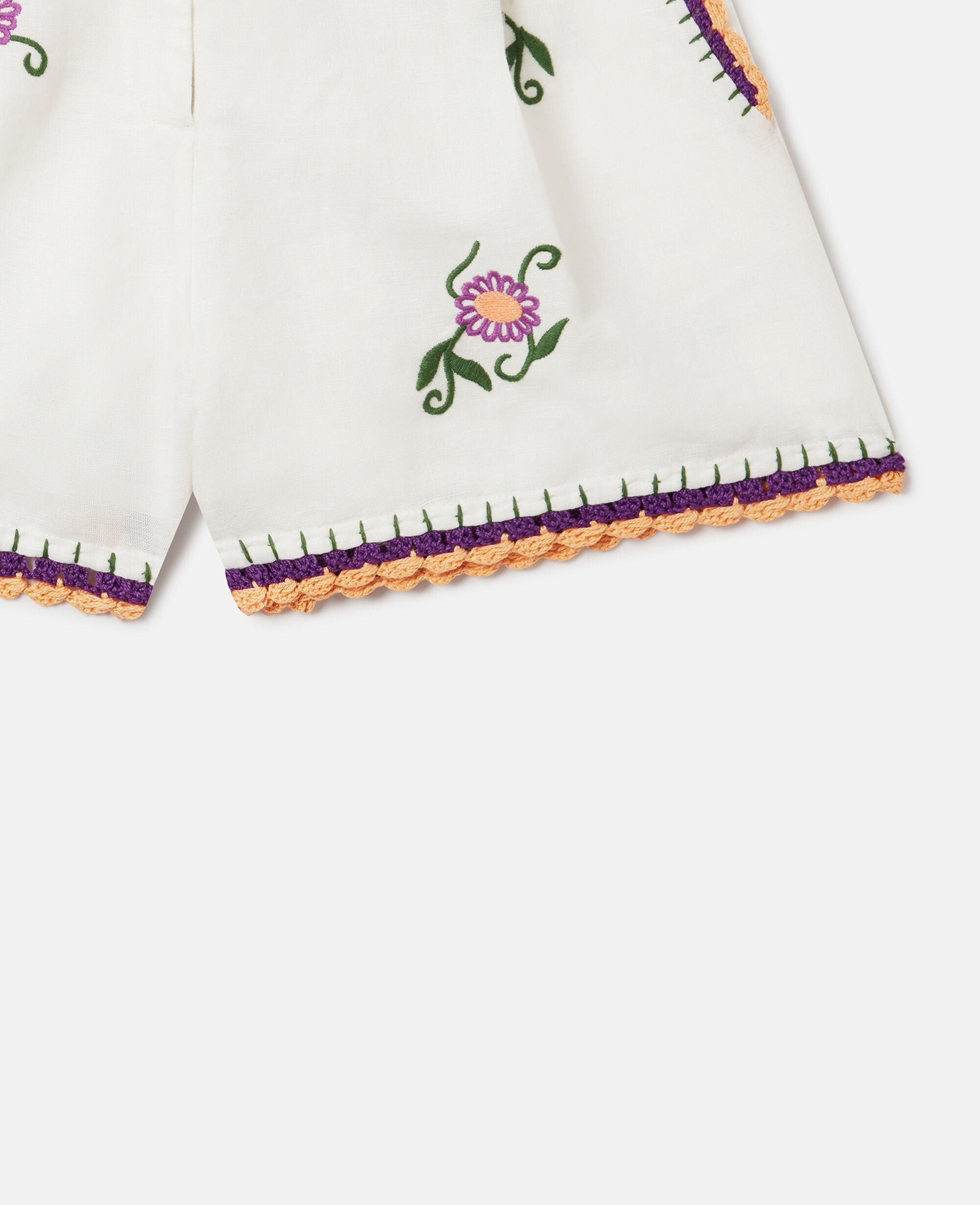 Embroidered Linen-Blend Shorts