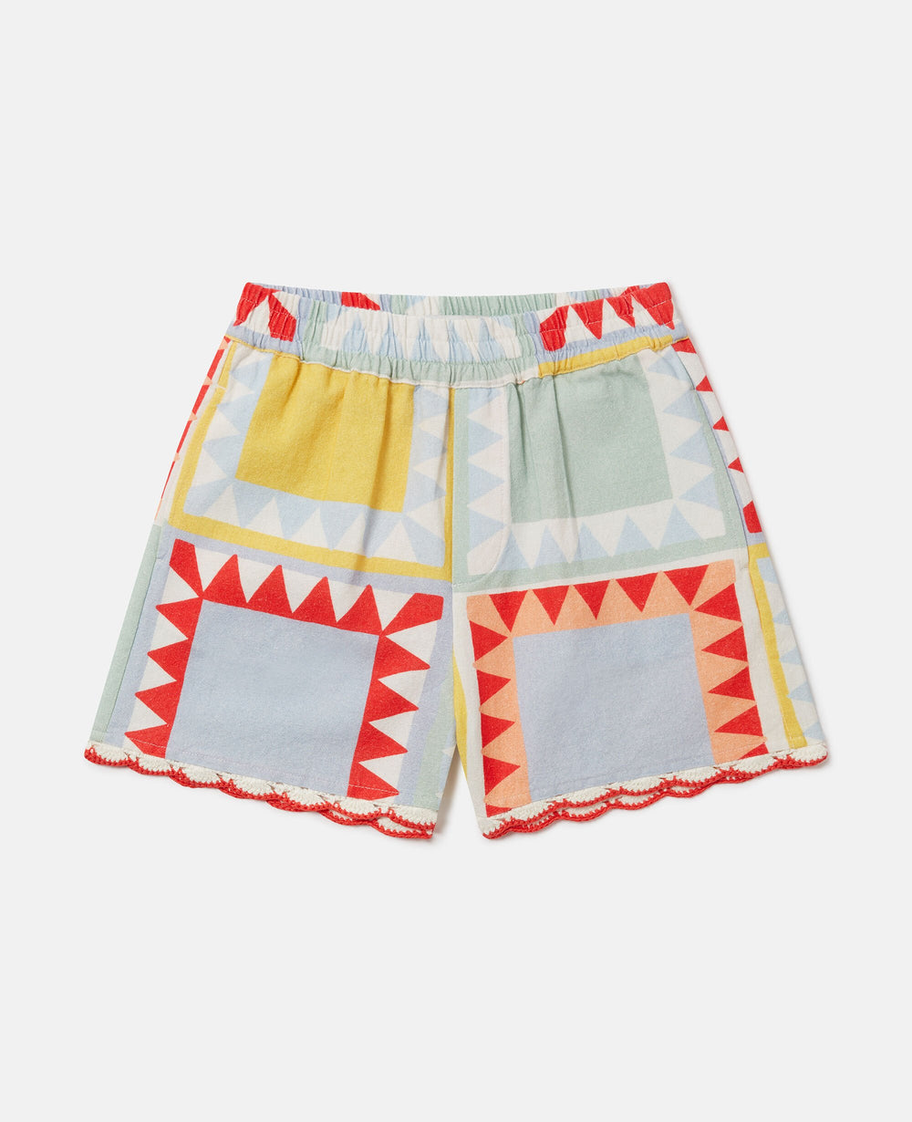 Patchwork Print Shorts