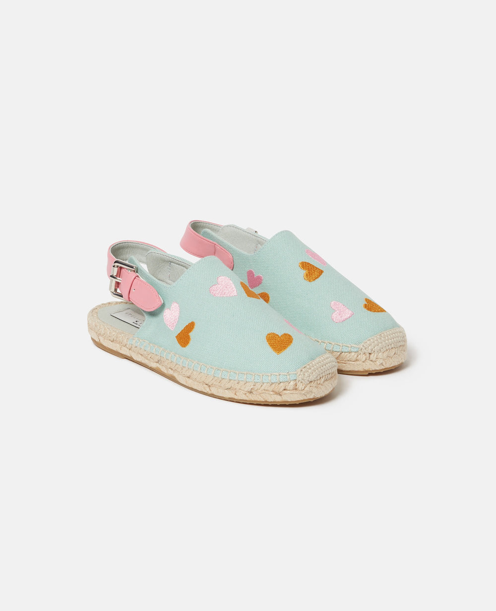 Heart-Embroidered Canvas Espadrilles