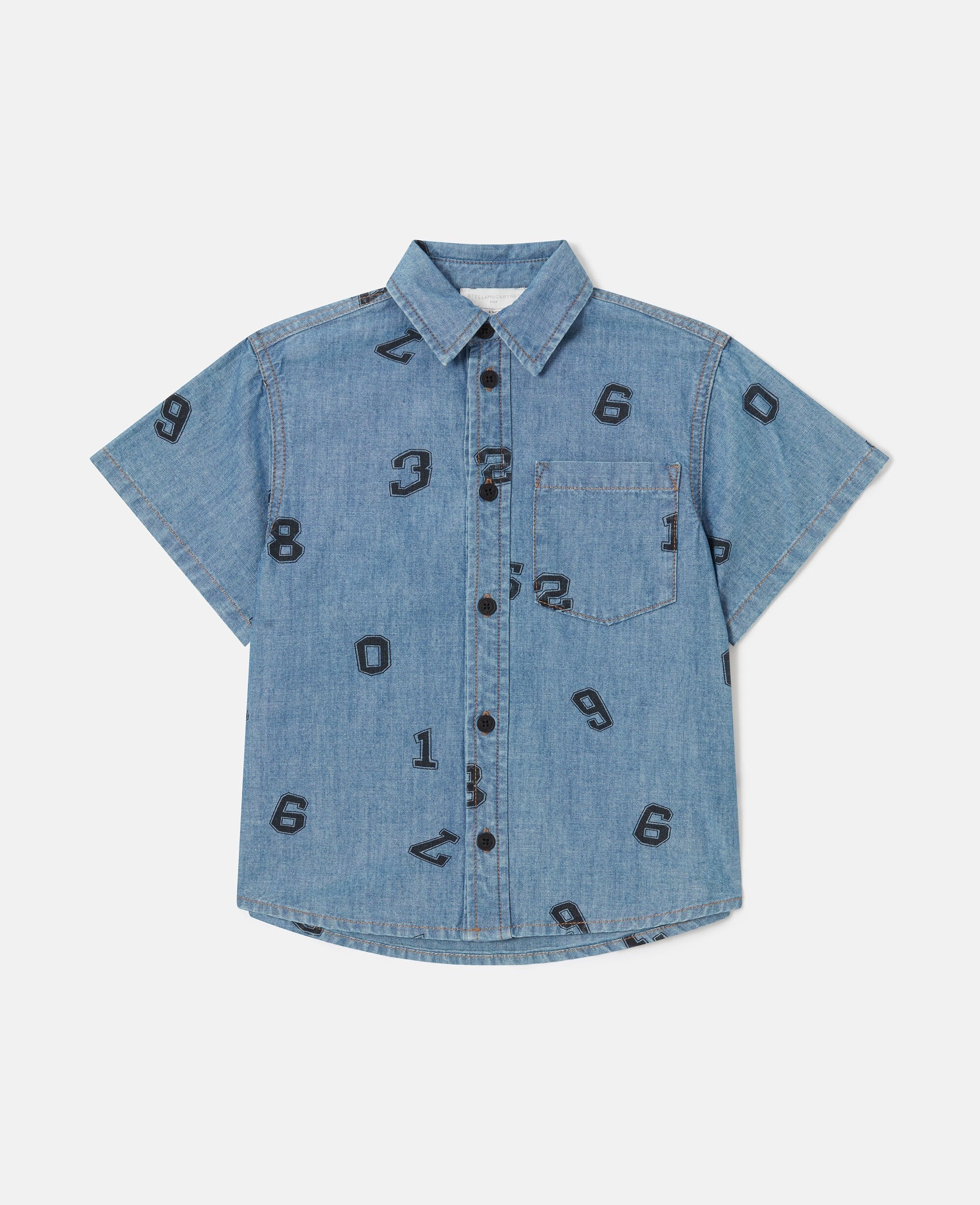Numbers Print Denim Shirt