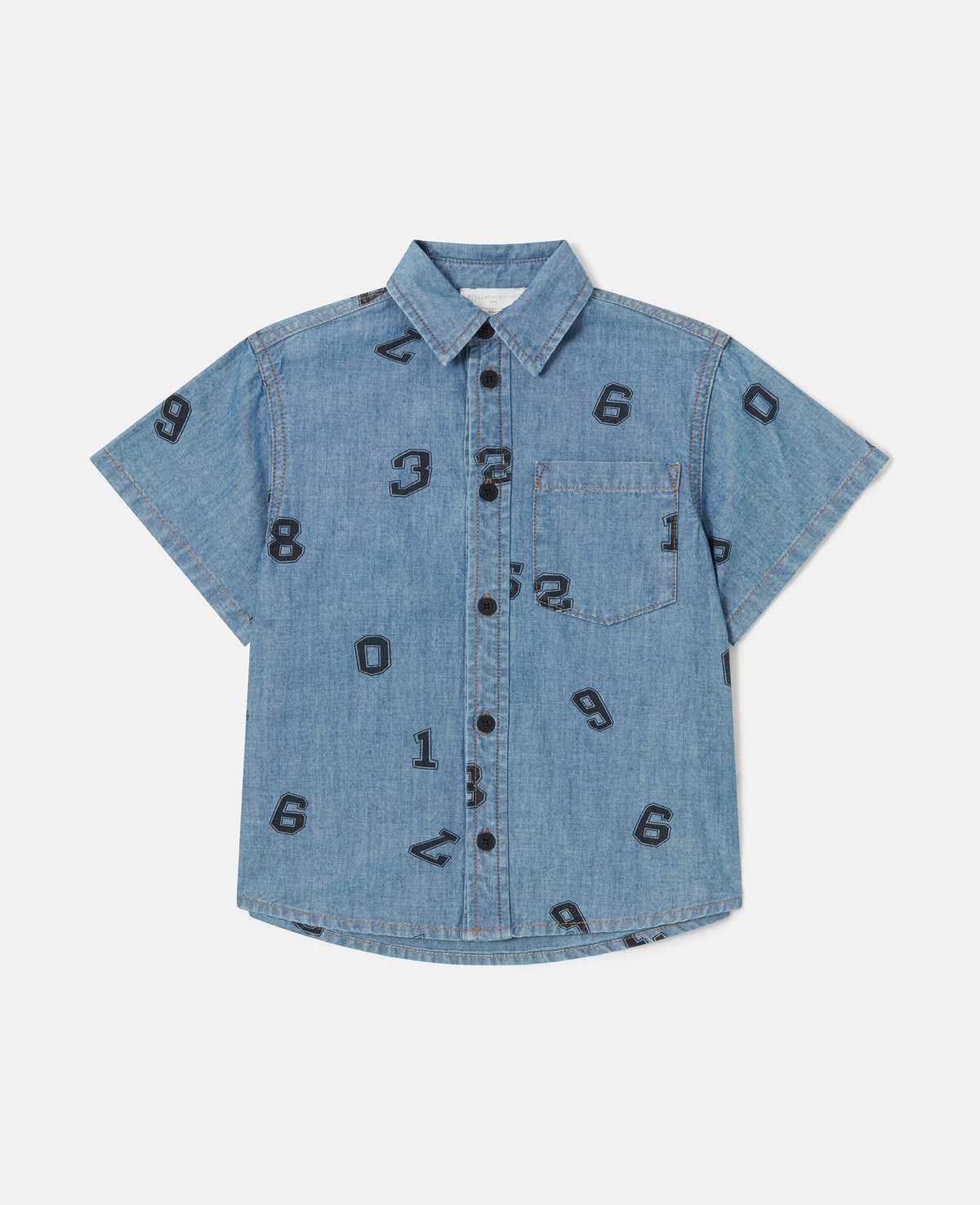 Numbers Print Denim Shirt