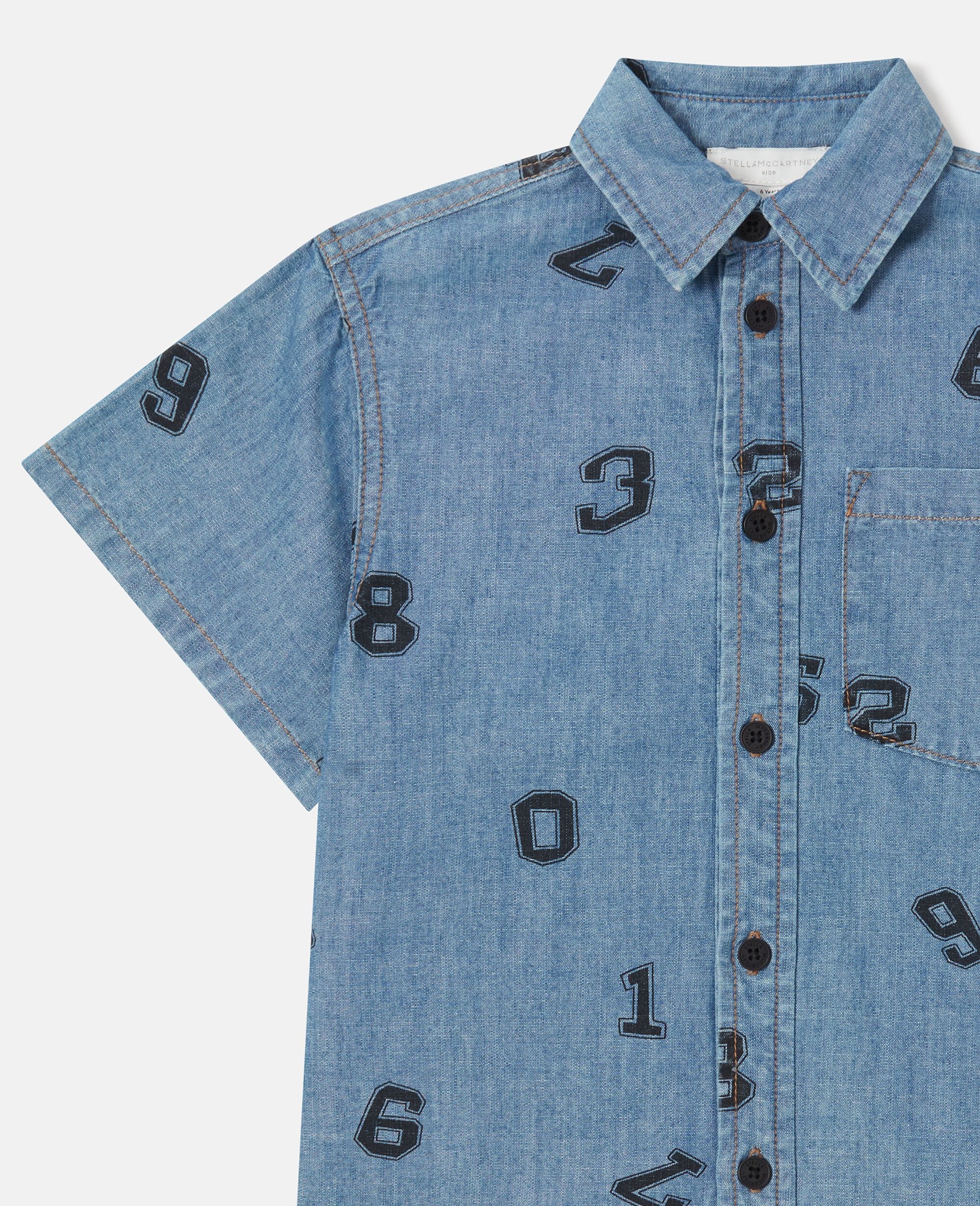 Numbers Print Denim Shirt