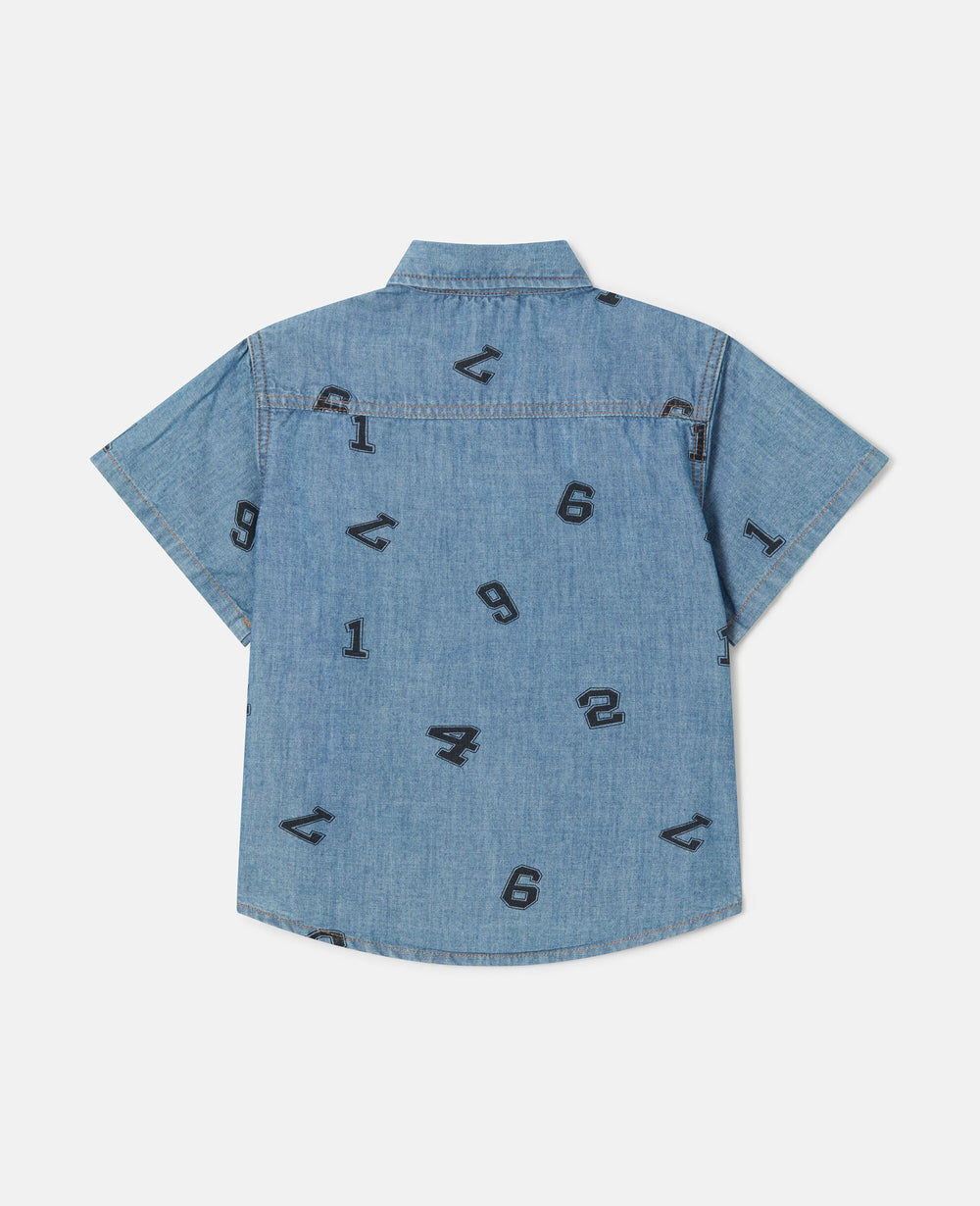 Numbers Print Denim Shirt
