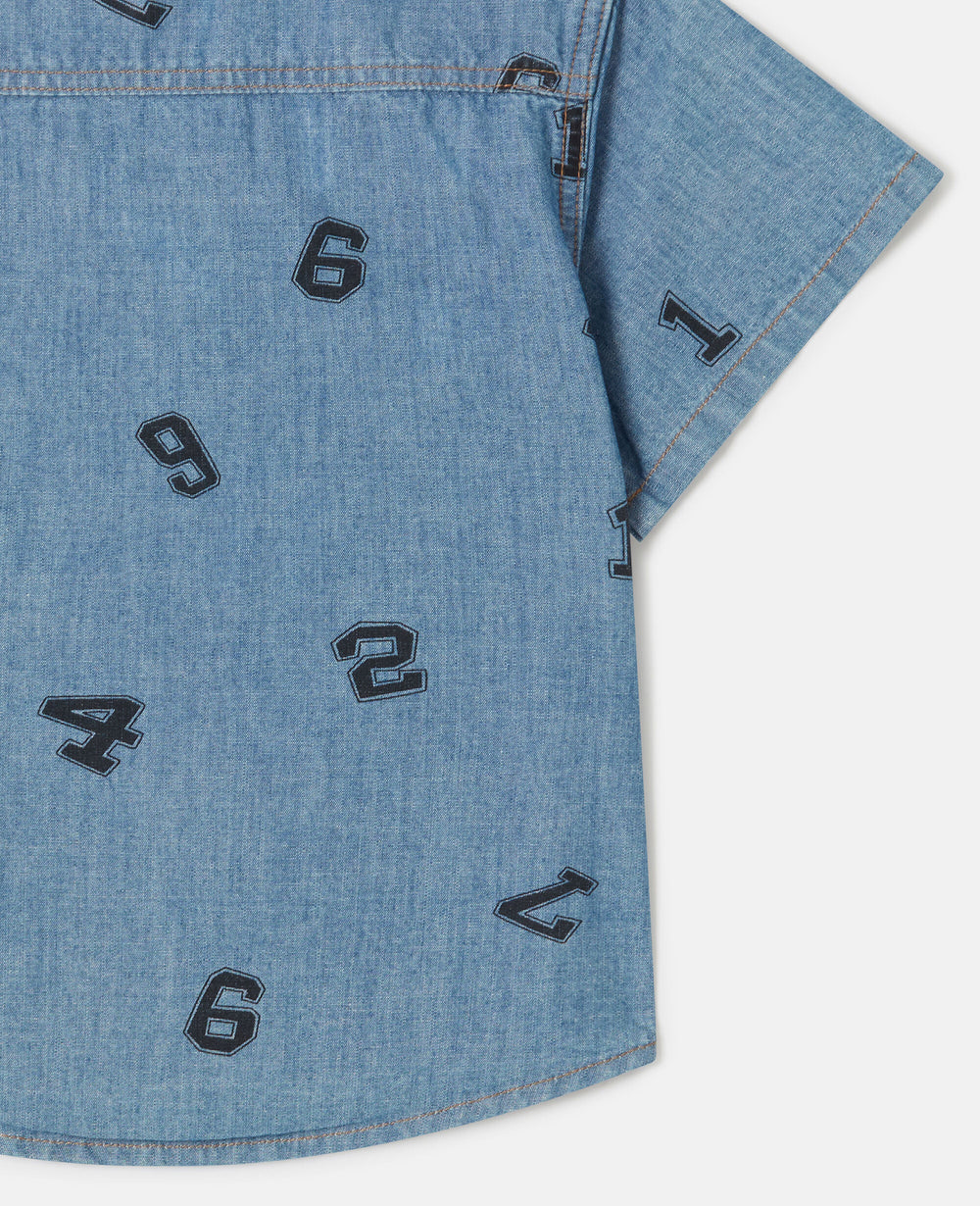 Numbers Print Denim Shirt