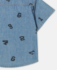 Numbers Print Denim Shirt
