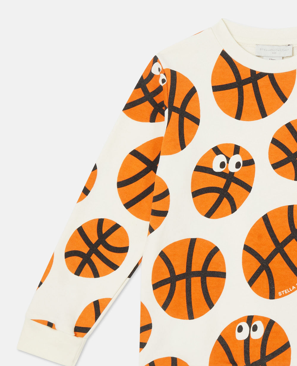 Basketball Print Sweatshirt And Sweatpants Set