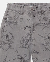 Bug Band Print Denim Jeans