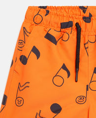 Music Notes Print Swim Shorts