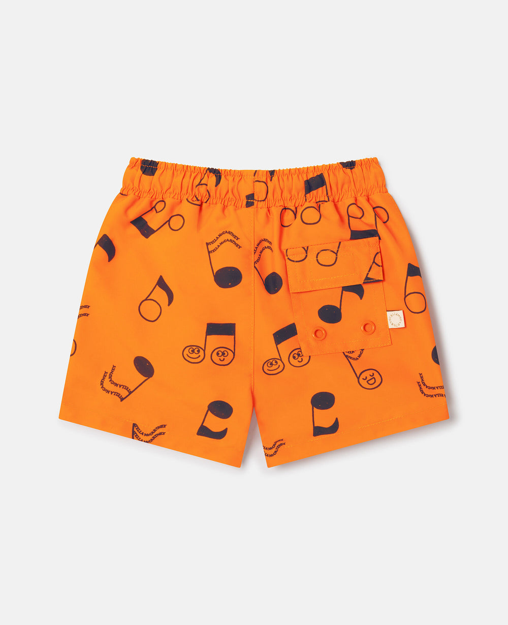 Music Notes Print Swim Shorts