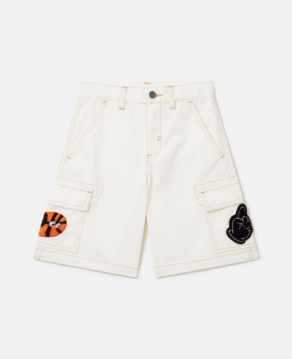 Sports Motif Canvas Shorts