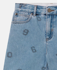 Numbers Print Denim Shorts