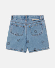 Numbers Print Denim Shorts
