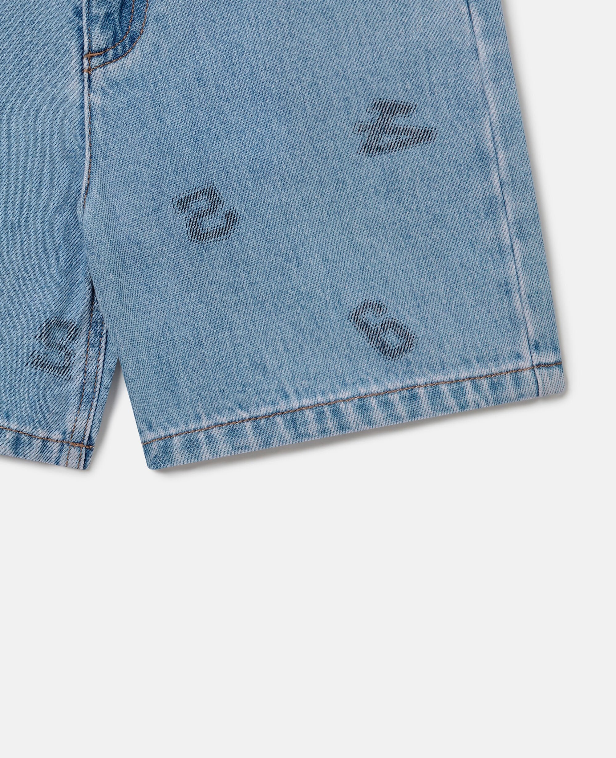Numbers Print Denim Shorts