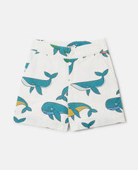 Whale Print Canvas Shorts