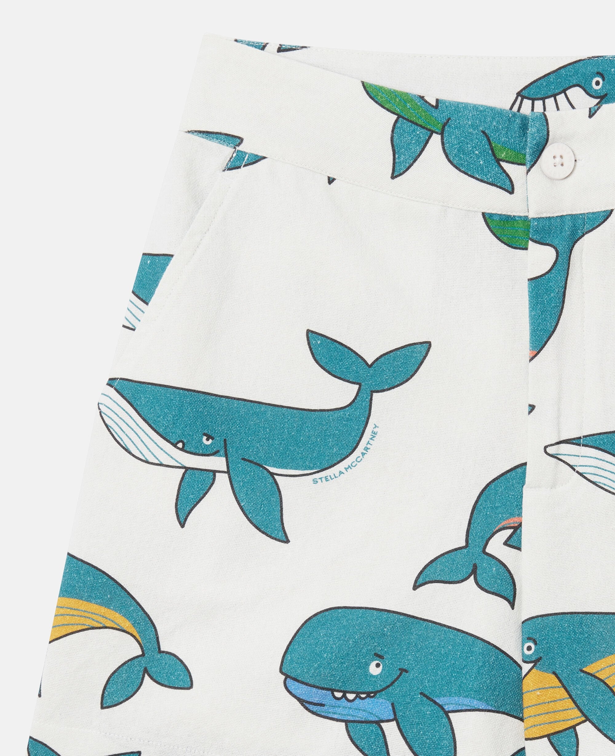 Whale Print Canvas Shorts