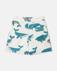 Whale Print Canvas Shorts