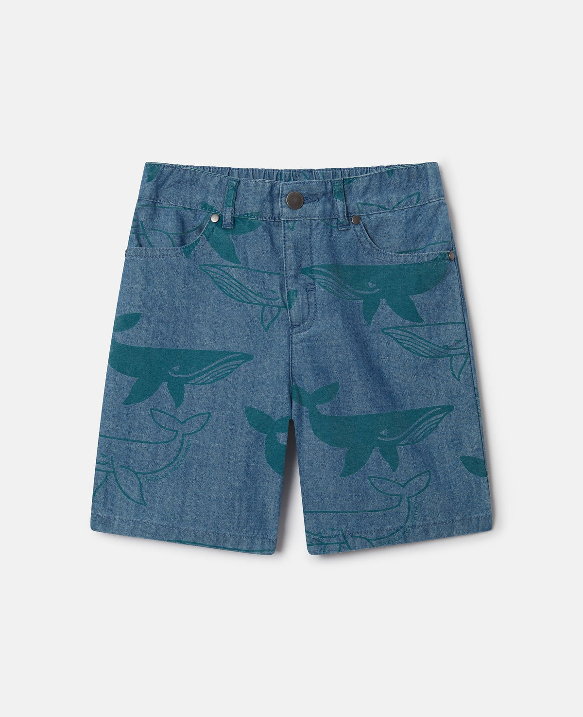 Whale Print Denim Shorts