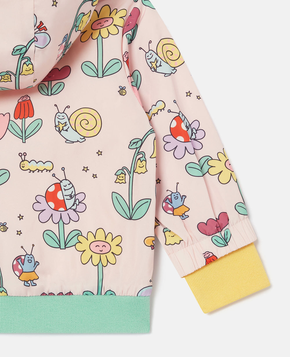 Floral Print Hooded Raincoat