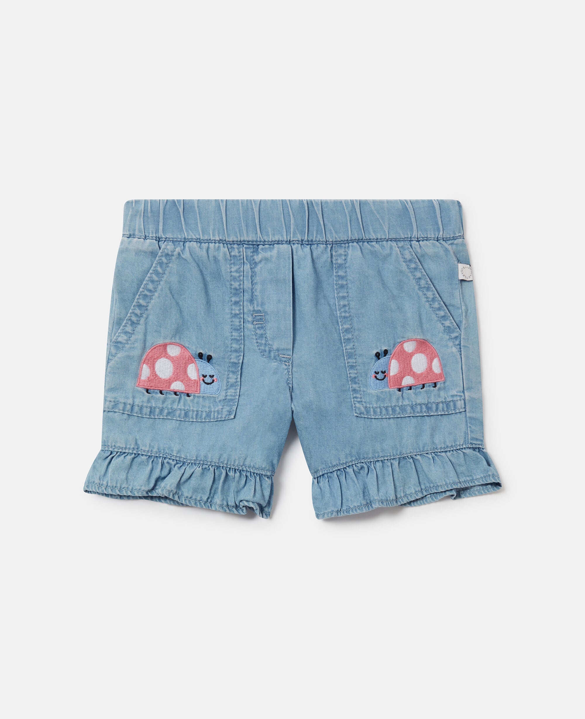 Ladybird-Embroidered Denim Shorts