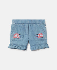 Ladybird-Embroidered Denim Shorts