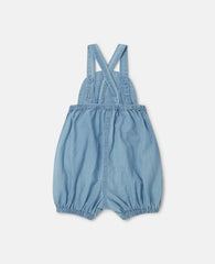 Ladybird-Embroidered Denim Romper
