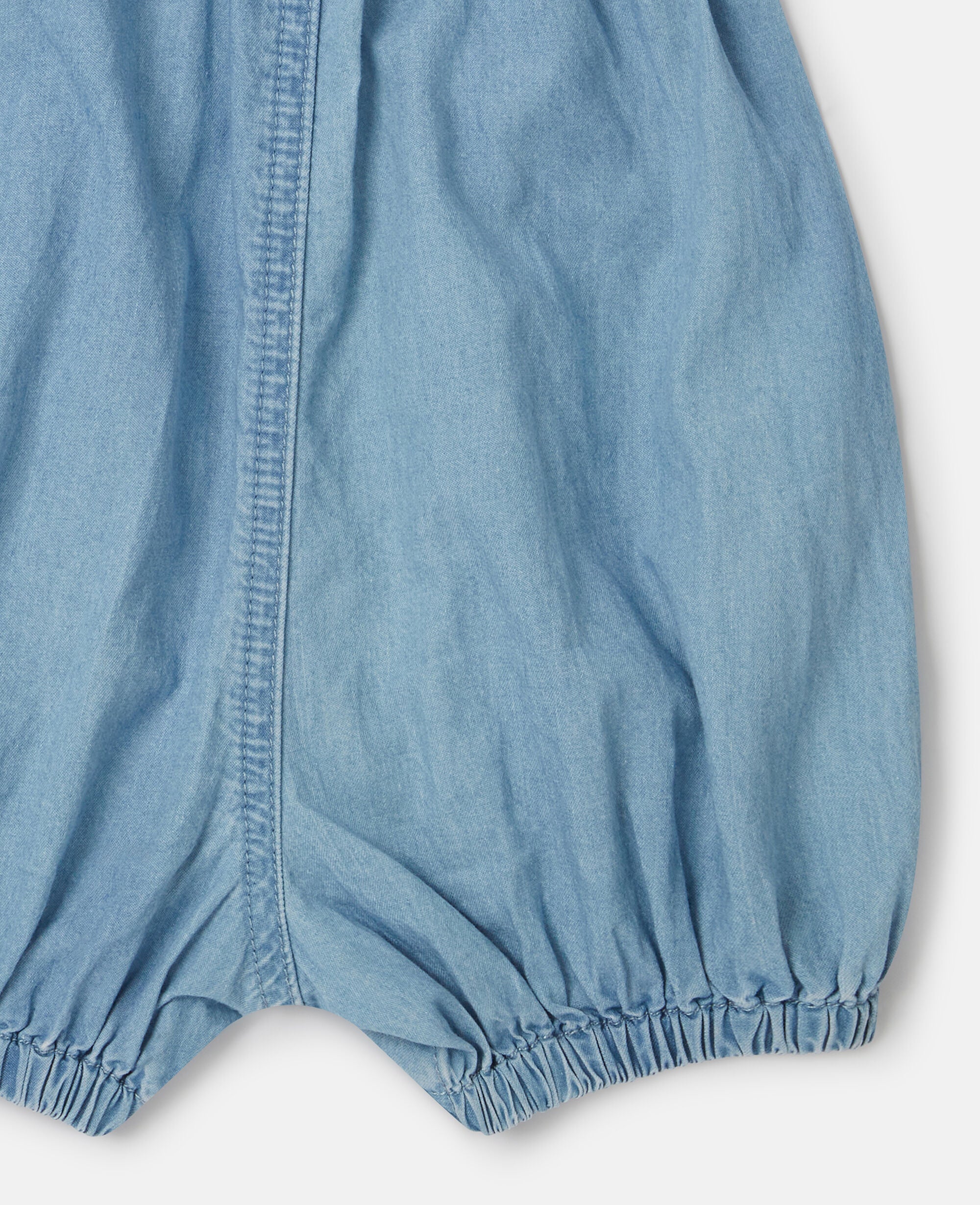 Ladybird-Embroidered Denim Romper