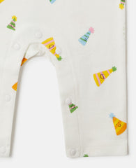 Party Hat Print Romper And All-In-One Set