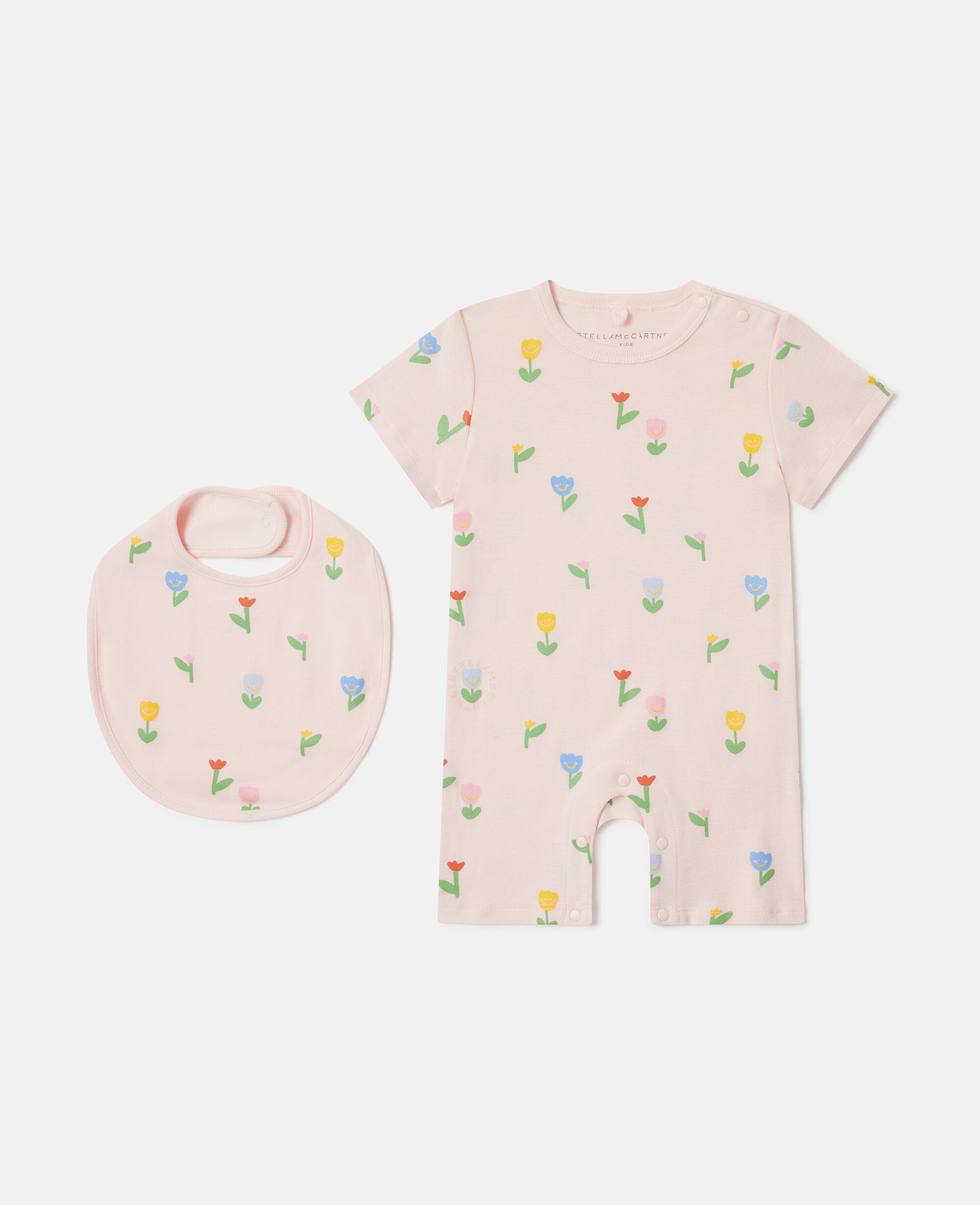 Floral Print Bib And Romper Set