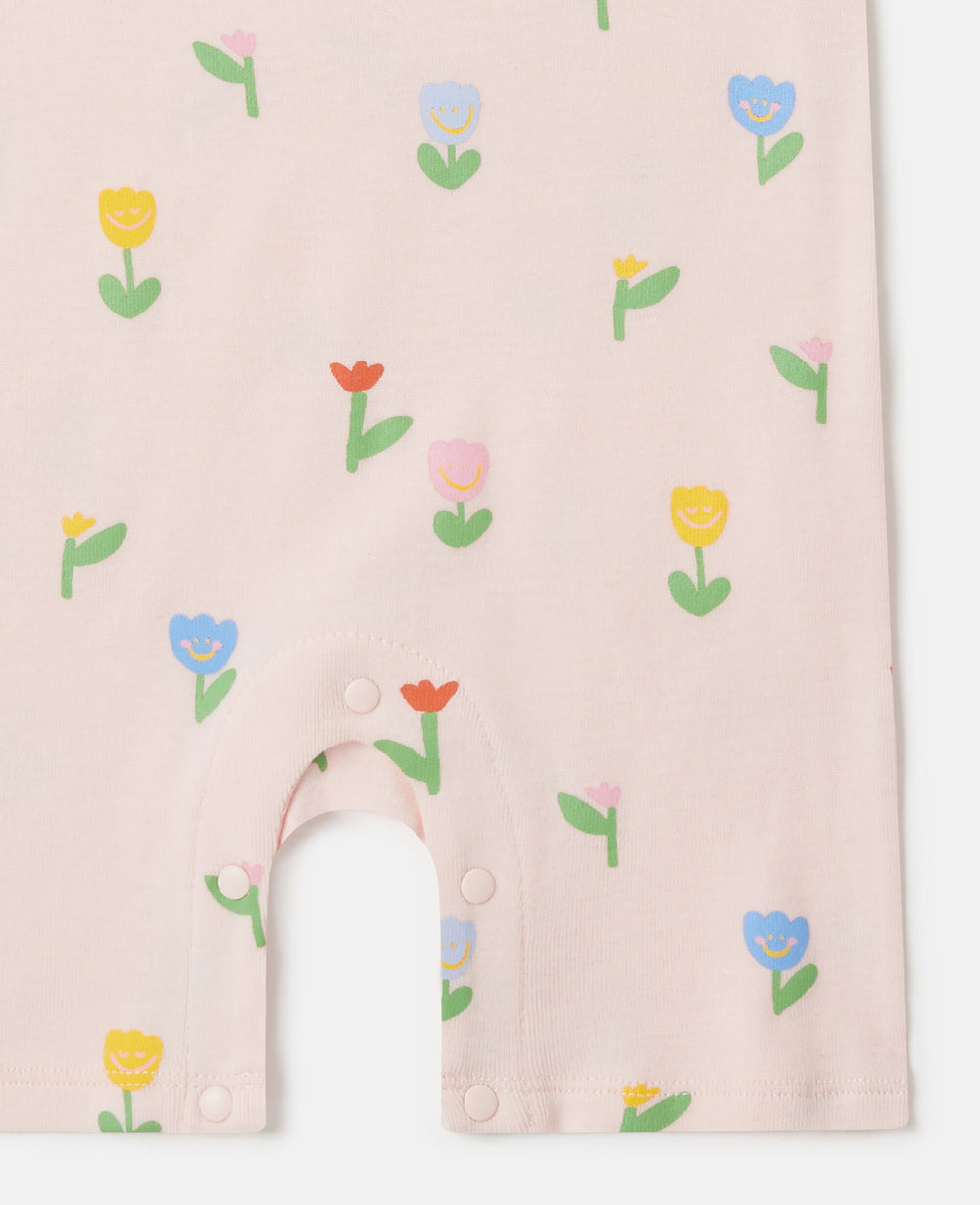 Floral Print Bib And Romper Set