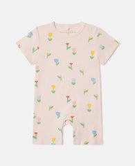 Floral Print Bib And Romper Set
