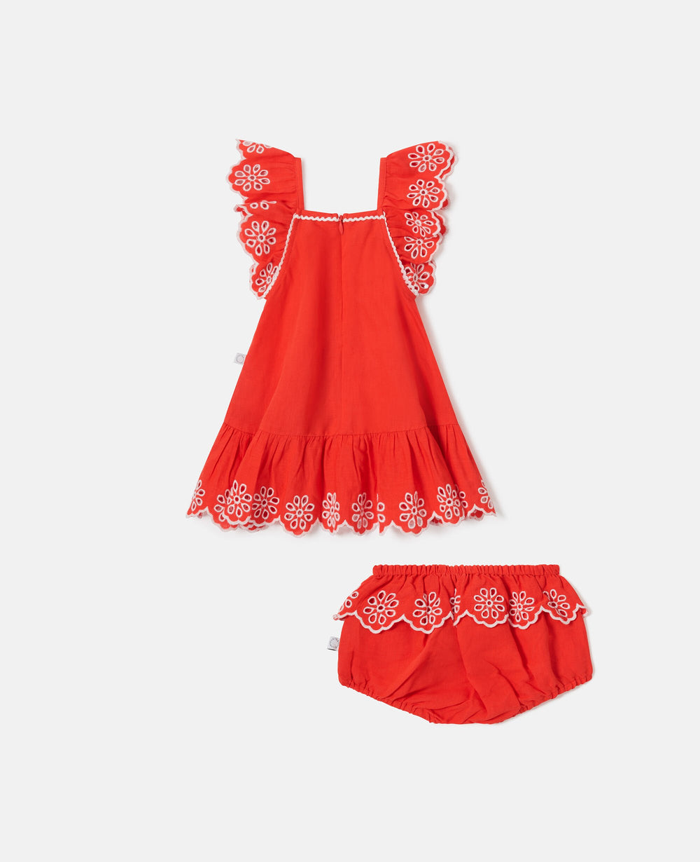Broderie Trim Dress and Bloomer Set