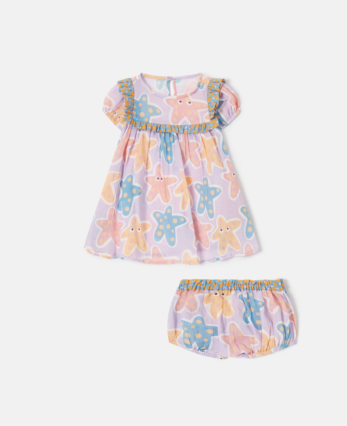 Starfish Print Ruffle Top And Bloomer Set