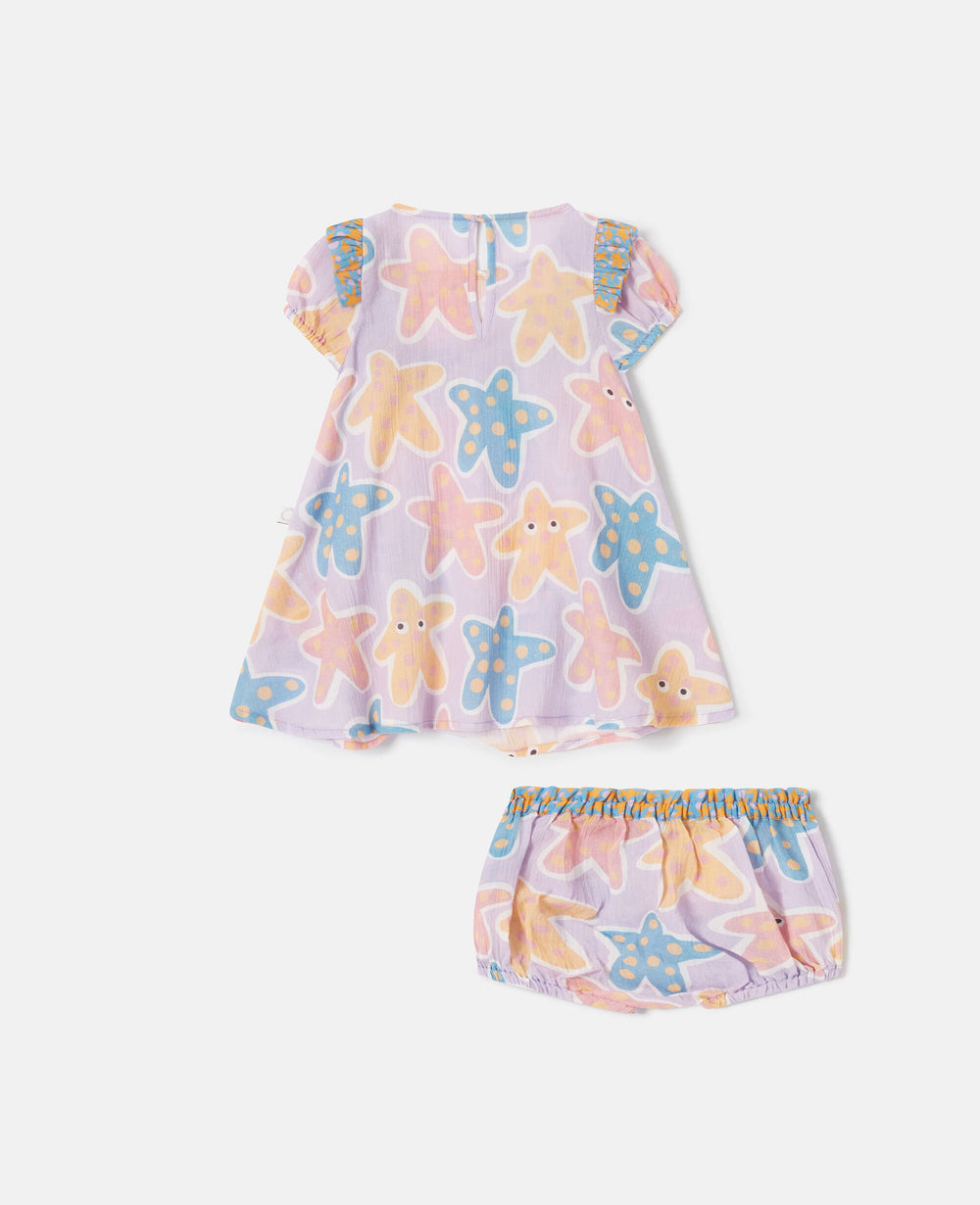 Starfish Print Ruffle Top And Bloomer Set