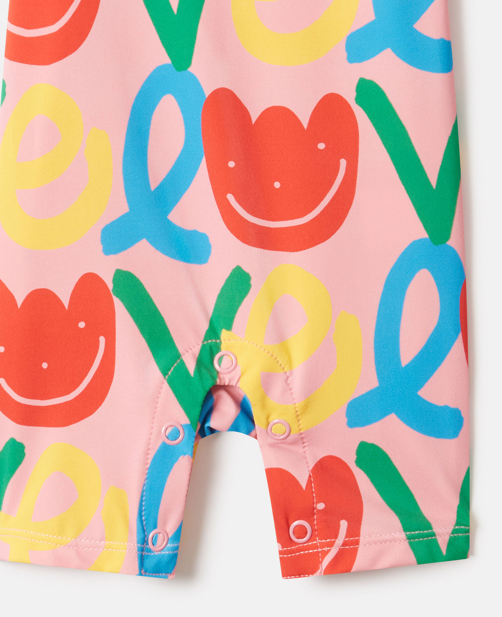All-Over Love Print Swimsuit