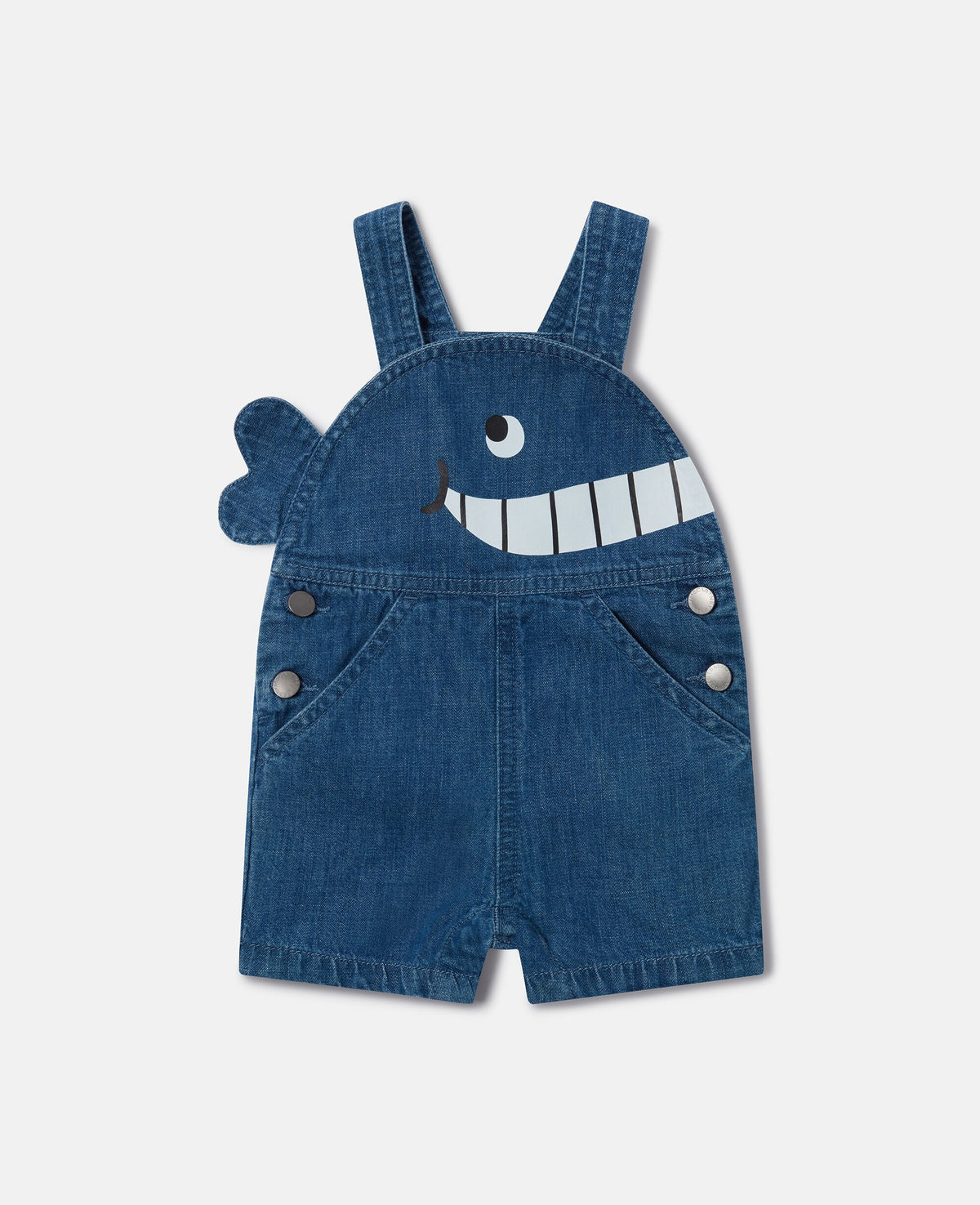 Whale Motif Denim Overalls