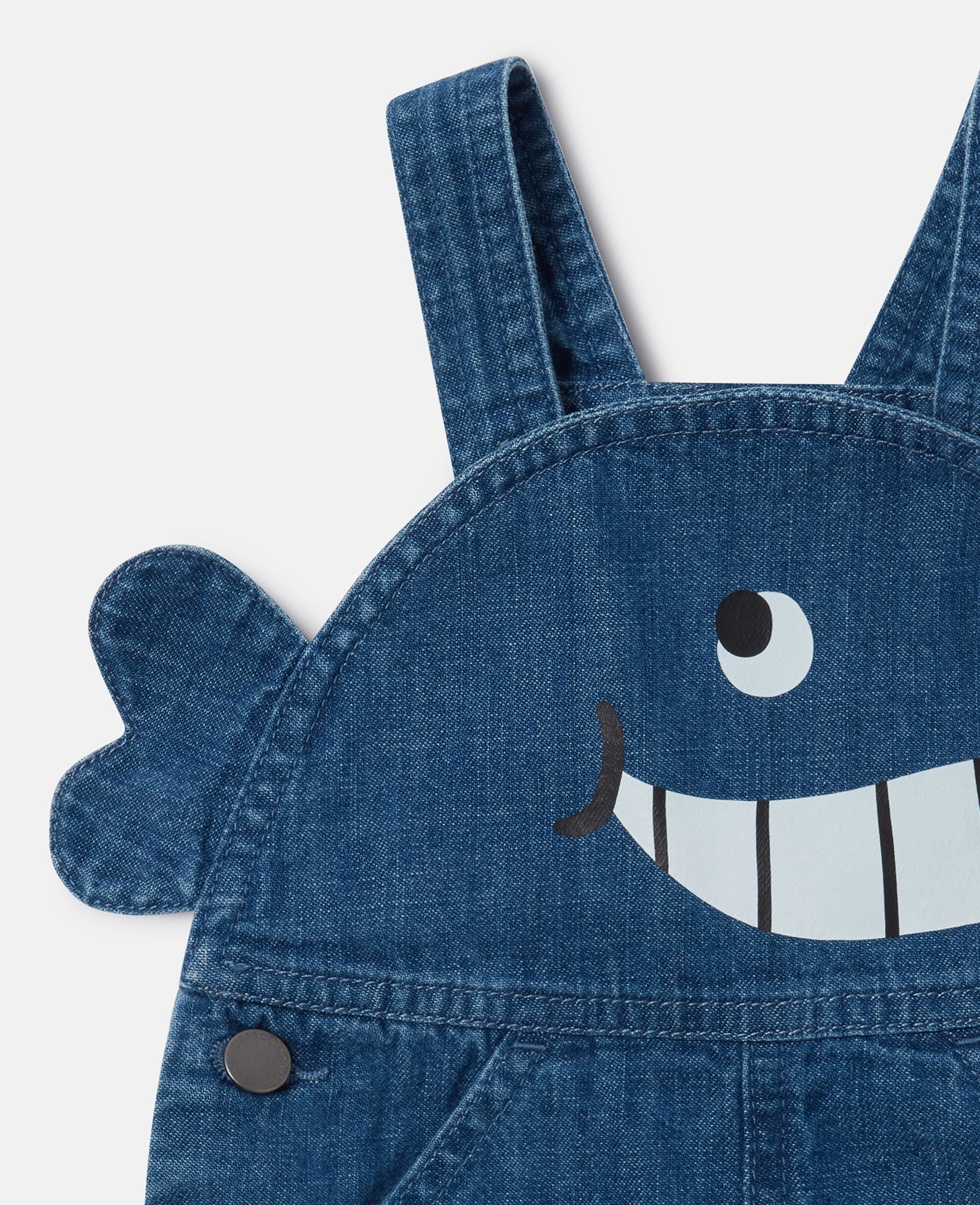 Whale Motif Denim Overalls