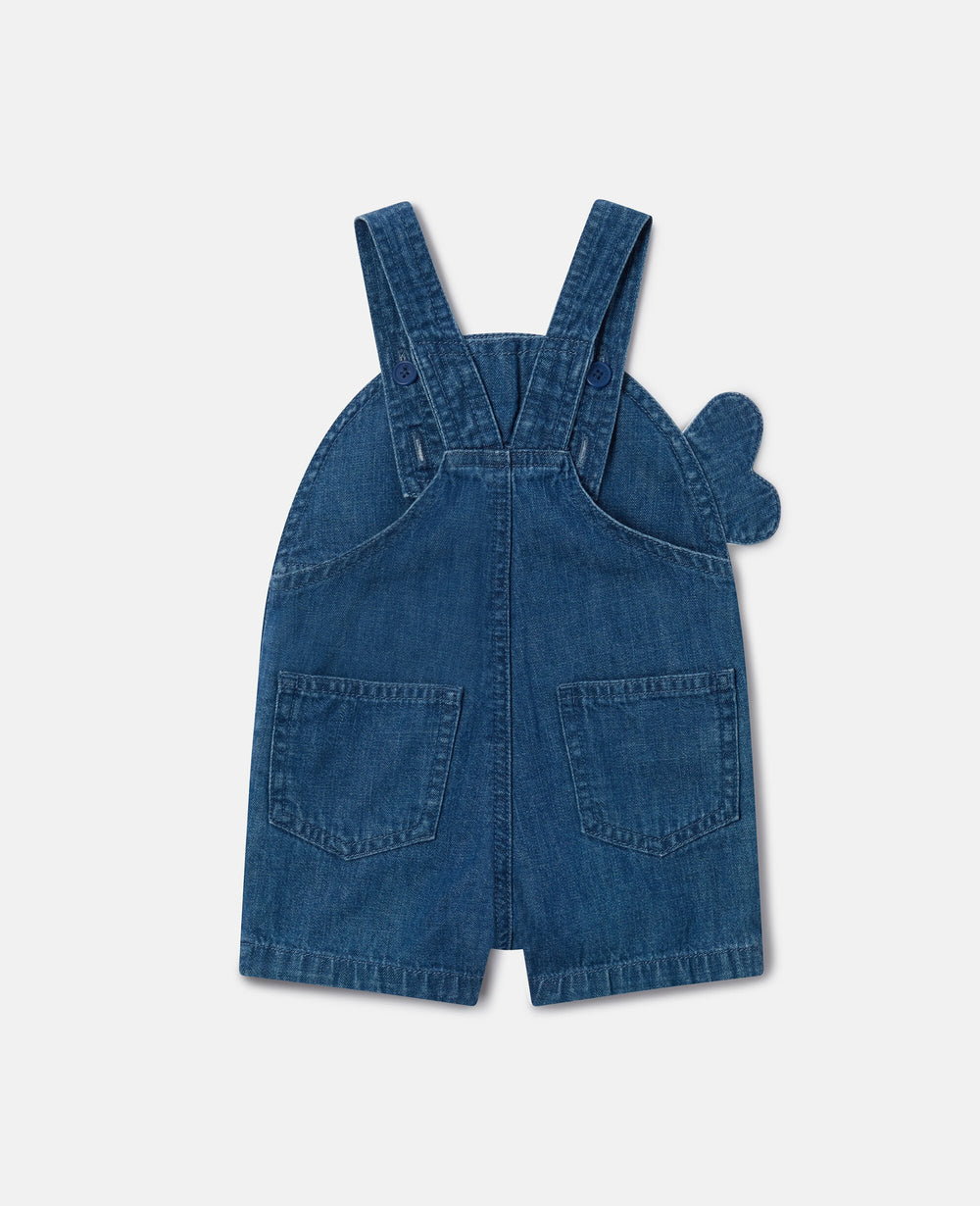 Whale Motif Denim Overalls