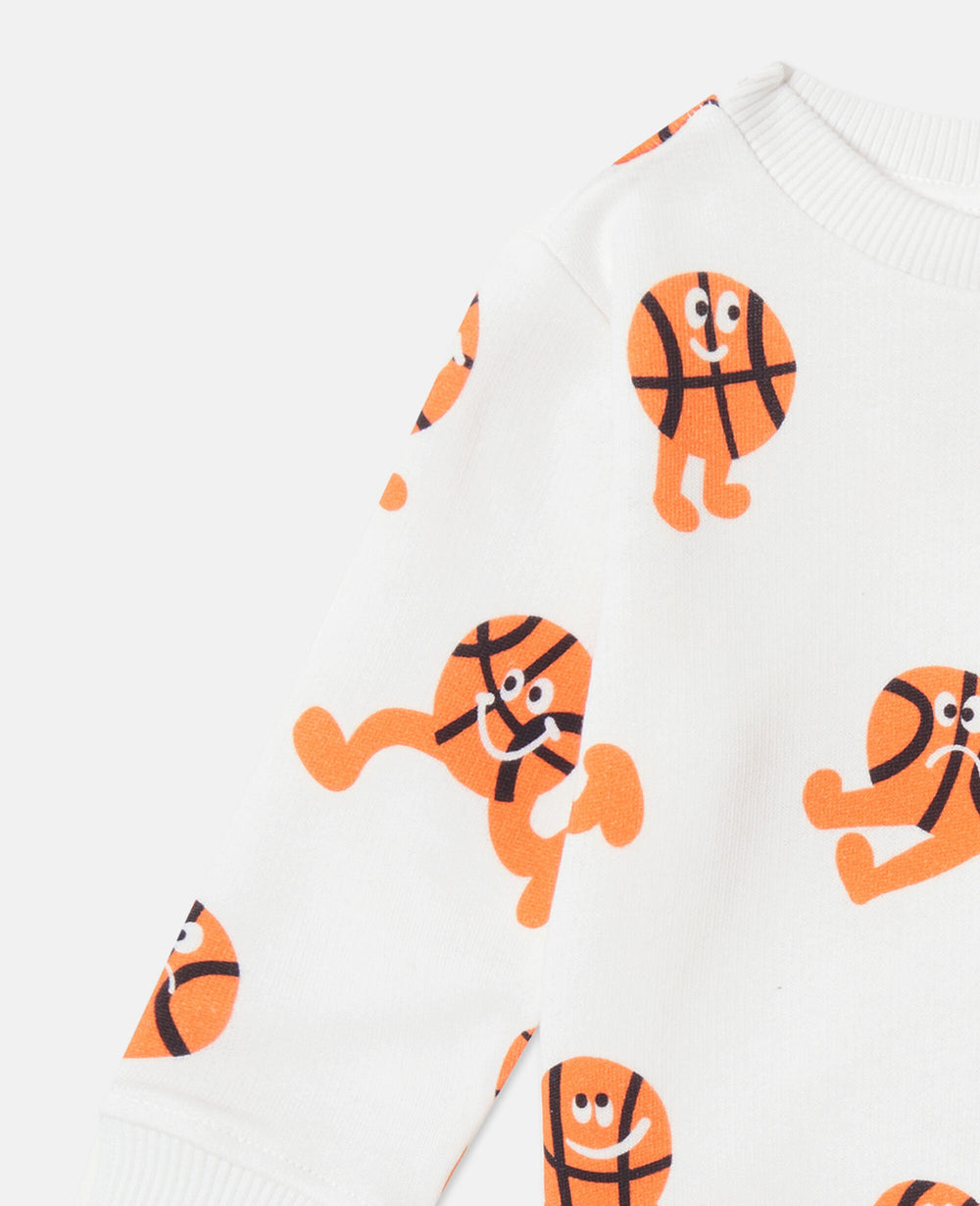 Basketball Print Sweatshirt and Sweatpant Set