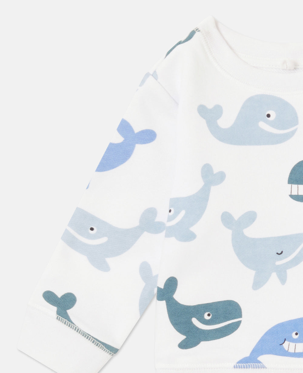 Whale Print Jersey Top And Shorts Set