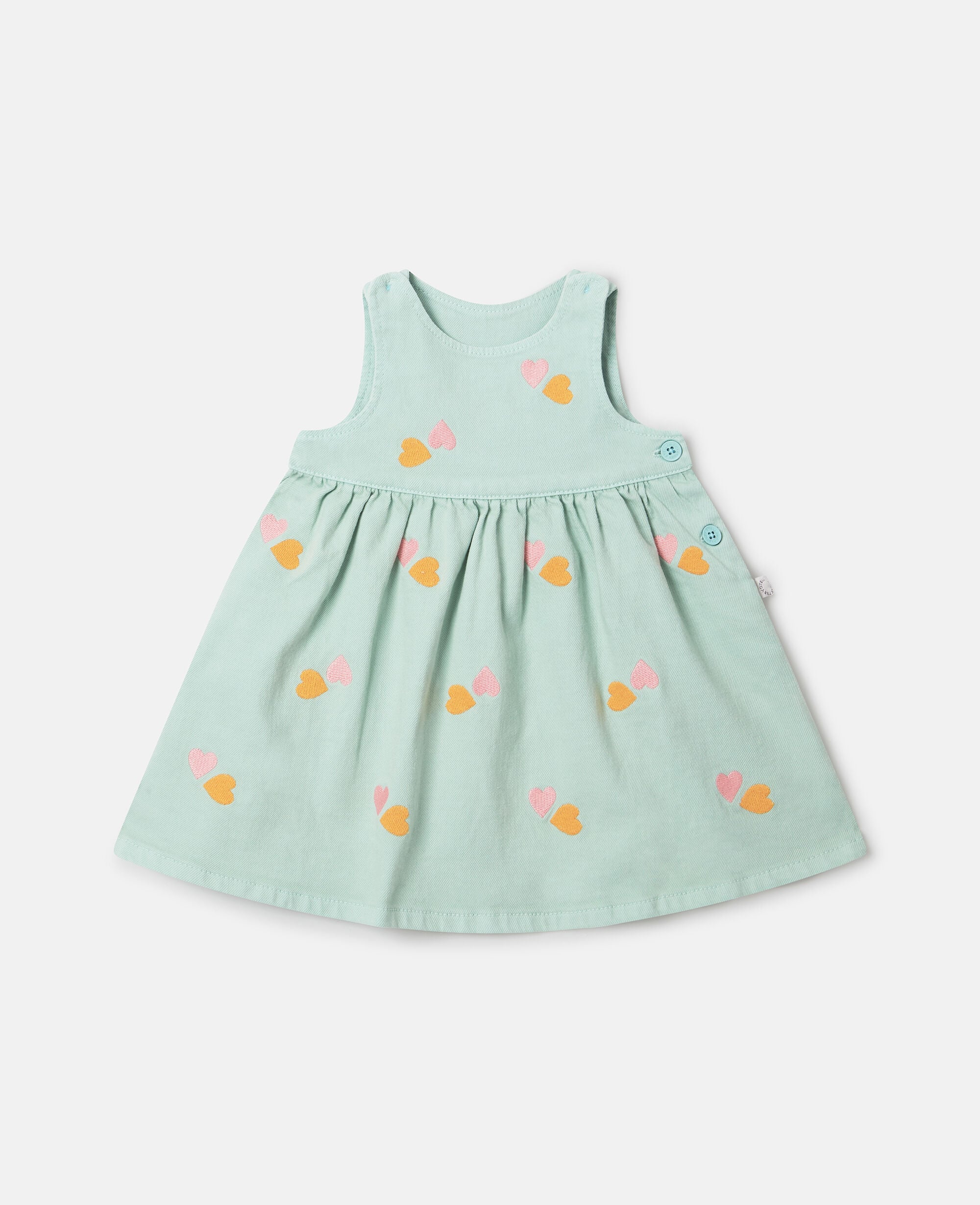 Heart-Embroidered Gabardine Dress