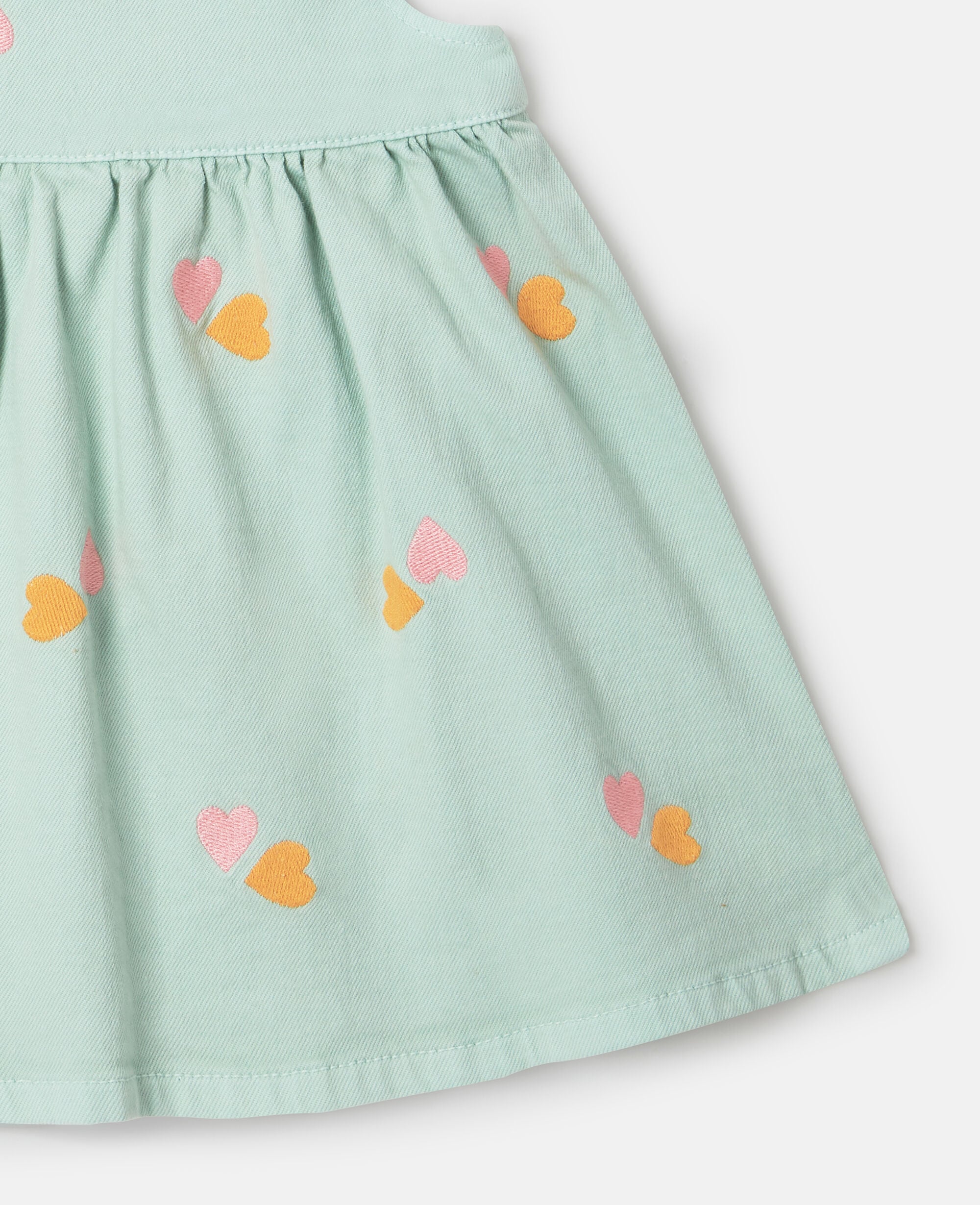 Heart-Embroidered Gabardine Dress