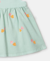 Heart-Embroidered Gabardine Dress