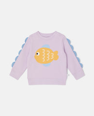Fish Graphic Scallop Sleeve Sweatshirt