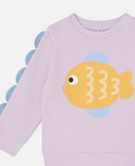 Fish Graphic Scallop Sleeve Sweatshirt